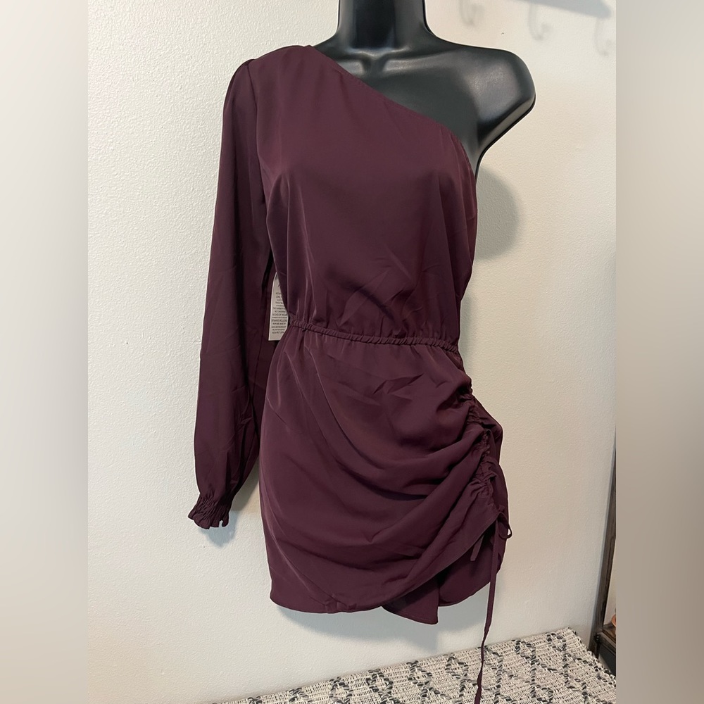 AX Paris women’s one shoulder dress with side ruched tie detail, size 12. New
